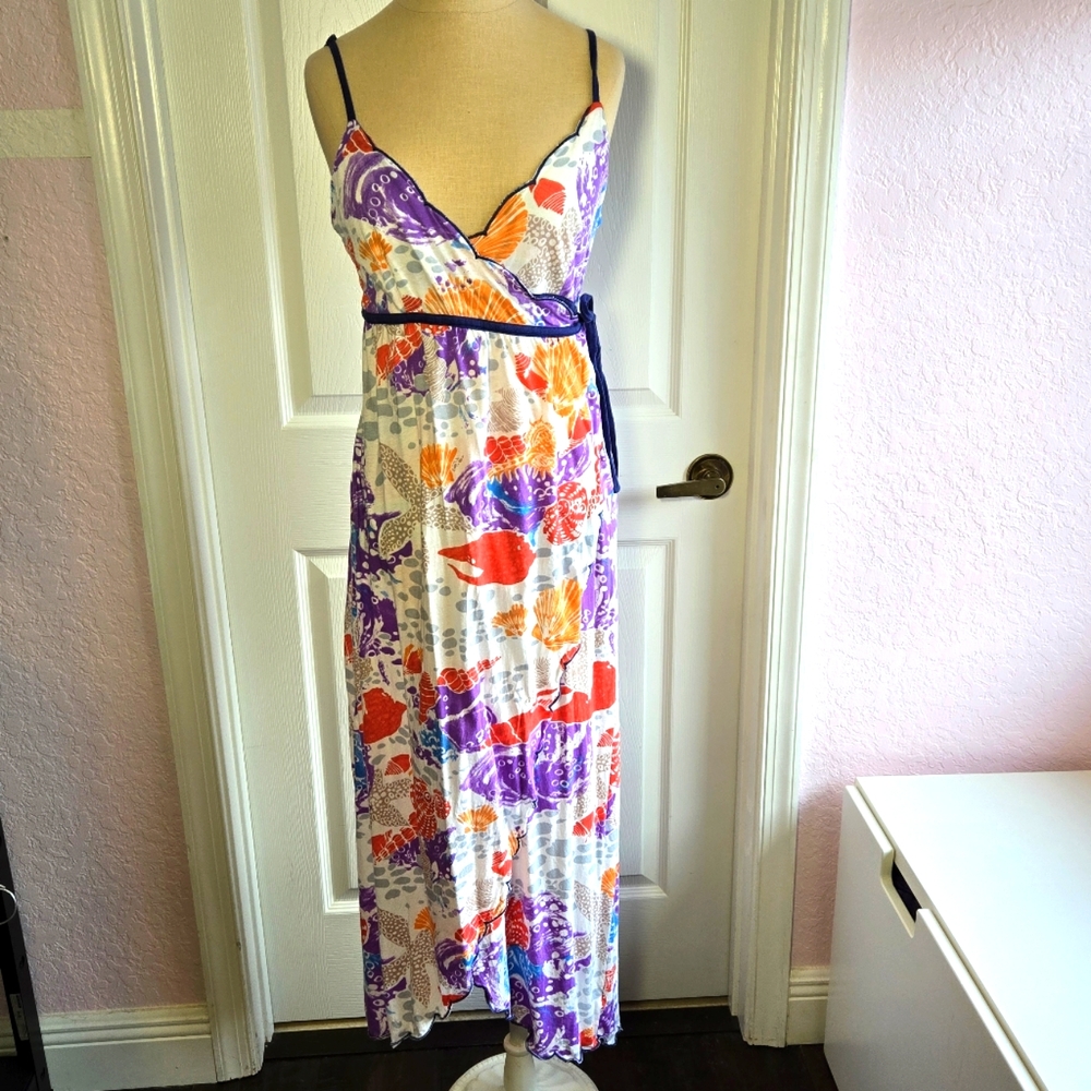 Anthropologie Mermaid seashell wrap dress Loungewear Size S Vacation Beach
